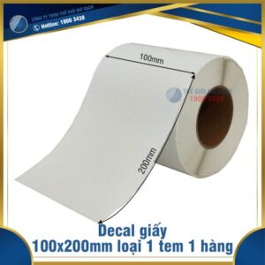 Decal giấy in mã vạch 100x200mm loại 1 tem 1 hàng