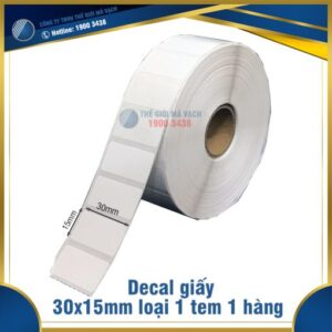 Decal giấy in mã vạch 30x15mm loại 1 tem 1 hàng