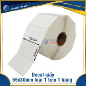 Decal giấy in mã vạch 55x30mm loại 1 tem 1 hàng