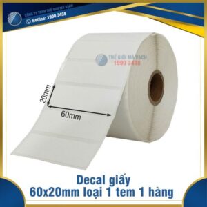 Decal giấy in mã vạch 60x20mm loại 1 tem 1 hàng