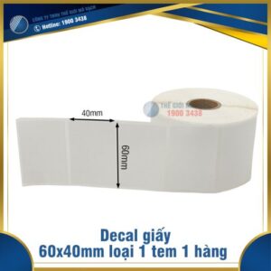 Decal giấy in mã vạch 60x40mm loại 1 tem 1 hàng