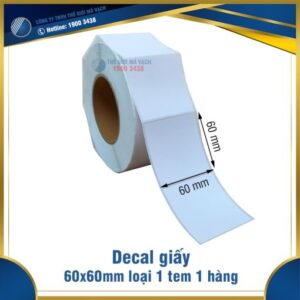 Decal giấy in mã vạch 60x60mm loại 1 tem 1 hàng