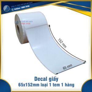 Decal giấy in mã vạch 65x152mm loại 1 tem 1 hàng