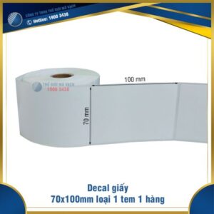 Decal giấy in mã vạch 70x100mm loại 1 tem 1 hàng