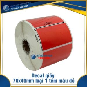 Decal giấy in mã vạch 70x40mm màu đỏ