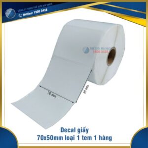 Decal giấy in mã vạch 70x50mm loại 1 tem 1 hàng