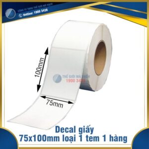 Decal giấy in mã vạch 75x100mm loại 1 tem 1 hàng