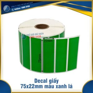 Decal giấy in mã vạch 75x22mm màu xanh lá