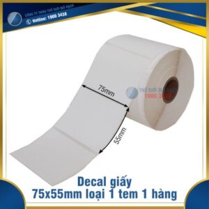 Decal giấy in mã vạch 75x55mm loại 1 tem 1 hàng