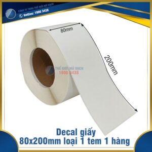 Decal giấy in mã vạch 80x200mm loại 1 tem 1 hàng