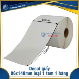Decal giấy in mã vạch 86x148mm loại 1 tem 1 hàng