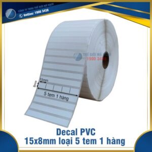 Decal nhựa PVC 15x8mm loại 5 tem 1 hàng