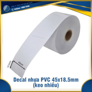 Decal nhựa PVC 45×18.5mm keo nhiều
