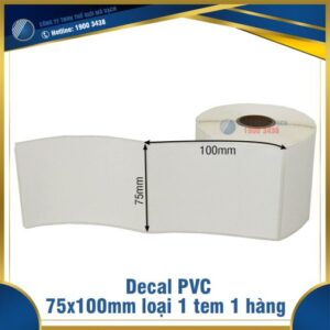 Decal nhựa PVC 75x100mm loại 1 tem 1 hàng