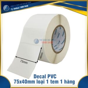 Decal nhựa PVC 75x40mm loại 1 tem 1 hàng