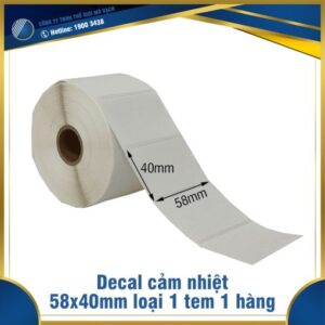 Decal tem in nhiệt 58x40mm loại 1 tem 1 hàng