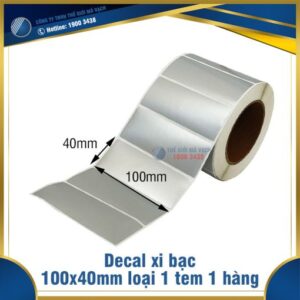 Decal xi bạc 100x40mm loại 1 tem 1 hàng