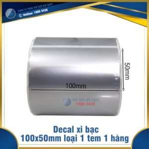 Decal xi bạc 100x50mm loại 1 tem 1 hàng