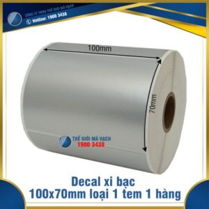 Decal xi bạc 100x70mm loại 1 tem 1 hàng