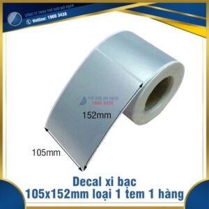 Decal xi bạc 105x152mm loại 1 tem 1 hàng