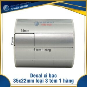 Decal xi bạc 35x22mm loại 3 tem 1 hàng