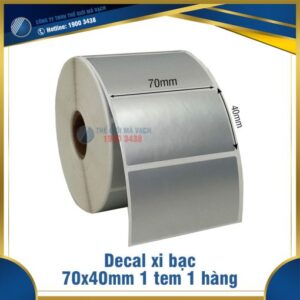 Decal xi bạc 70x40mm loại 1 tem 1 hàng