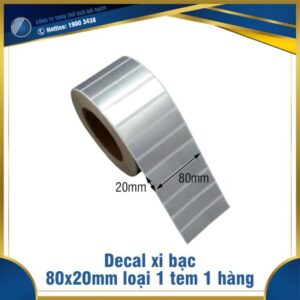 Decal xi bạc 80x20mm loại 1 tem 1 hàng