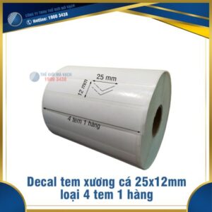 Giấy decal tem xương cá 25x12mm chống bóc loại 4 tem 1 hàng