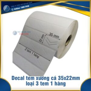 Giấy decal tem xương cá 35x22mm chống bóc loại 3 tem 1 hàng