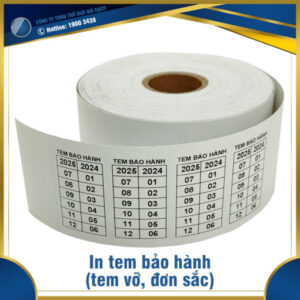 In tem bảo hành (tem vỡ - đơn sắc) theo yêu cầu
