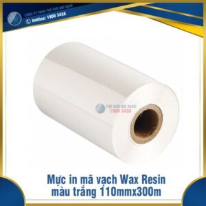 Mực in mã vạch Wax Resin màu trắng 110mmx300m