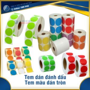 Tem dán đánh dấu - tem màu dán tròn đa màu sắc