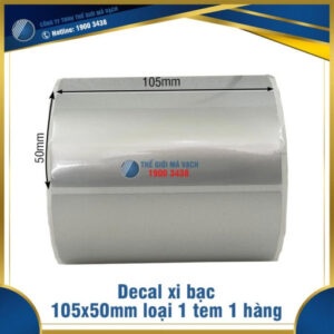 Decal xi bạc 105x50mm loại 1 tem 1 hàng