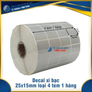 Decal xi bạc 25x15mm loại 4 tem 1 hàng