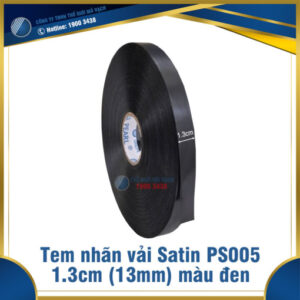 Tem nhãn vải Satin PS005 1.3cm (13mm) màu đen - cuộn 183m