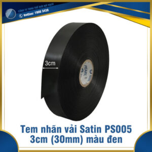 Tem nhãn vải Satin PS005 3cm (30mm) màu đen - cuộn 183m