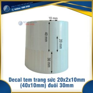 Tem trang sức 20x2x10mm (40x10mm) đuôi 30mm
