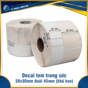 Tem trang sức 28x30mm đuôi 45mm - có khử keo